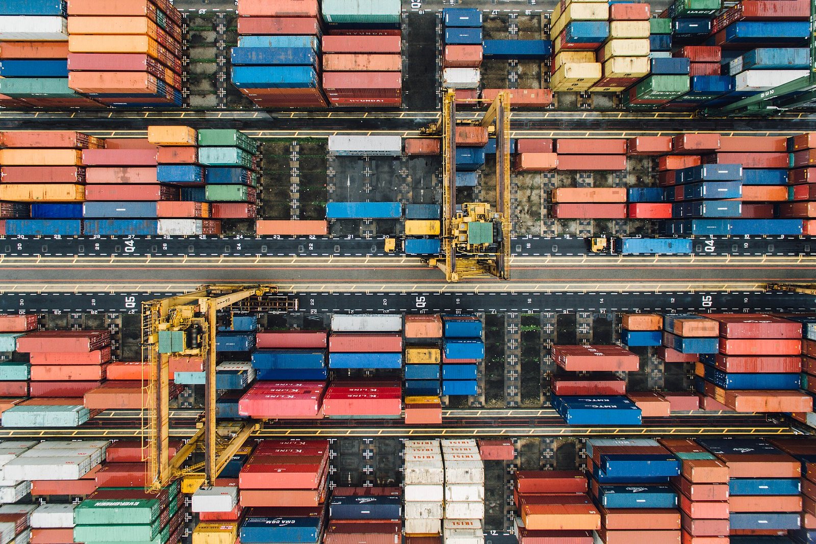 Shipping containers at a port